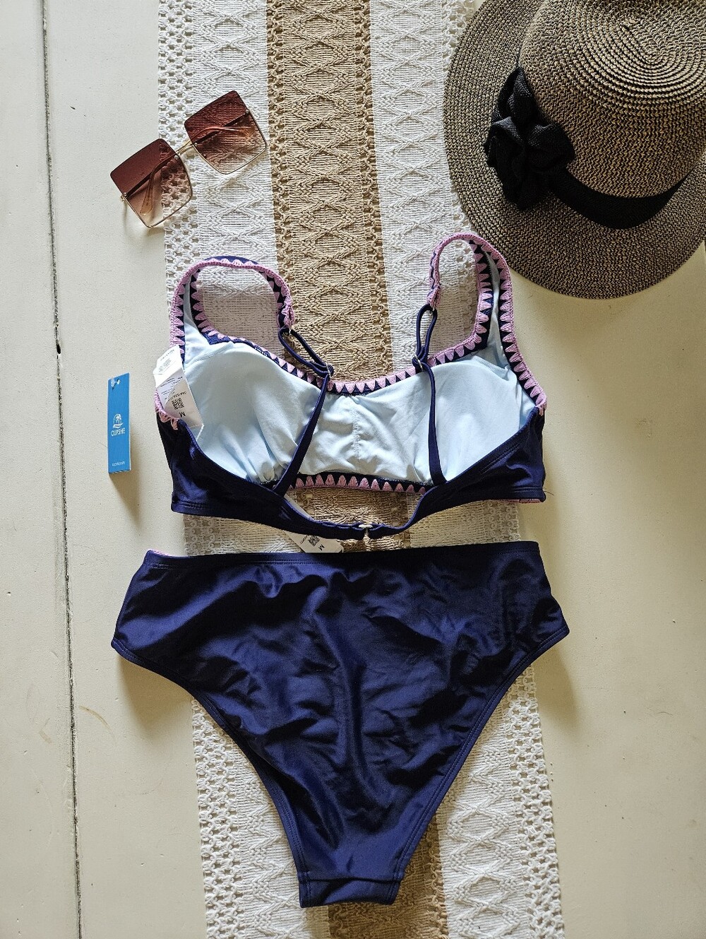 Cupshe Purple Bikini with Pink Trim size Medium - Picture 3 of 4